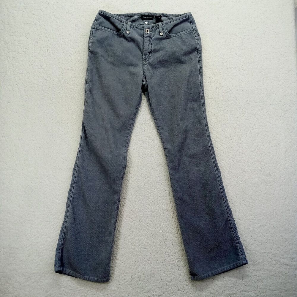Express Jeans Corduroy Pants Womens Juniors 5/6 Gray‎ Cotton Poly Blend 29